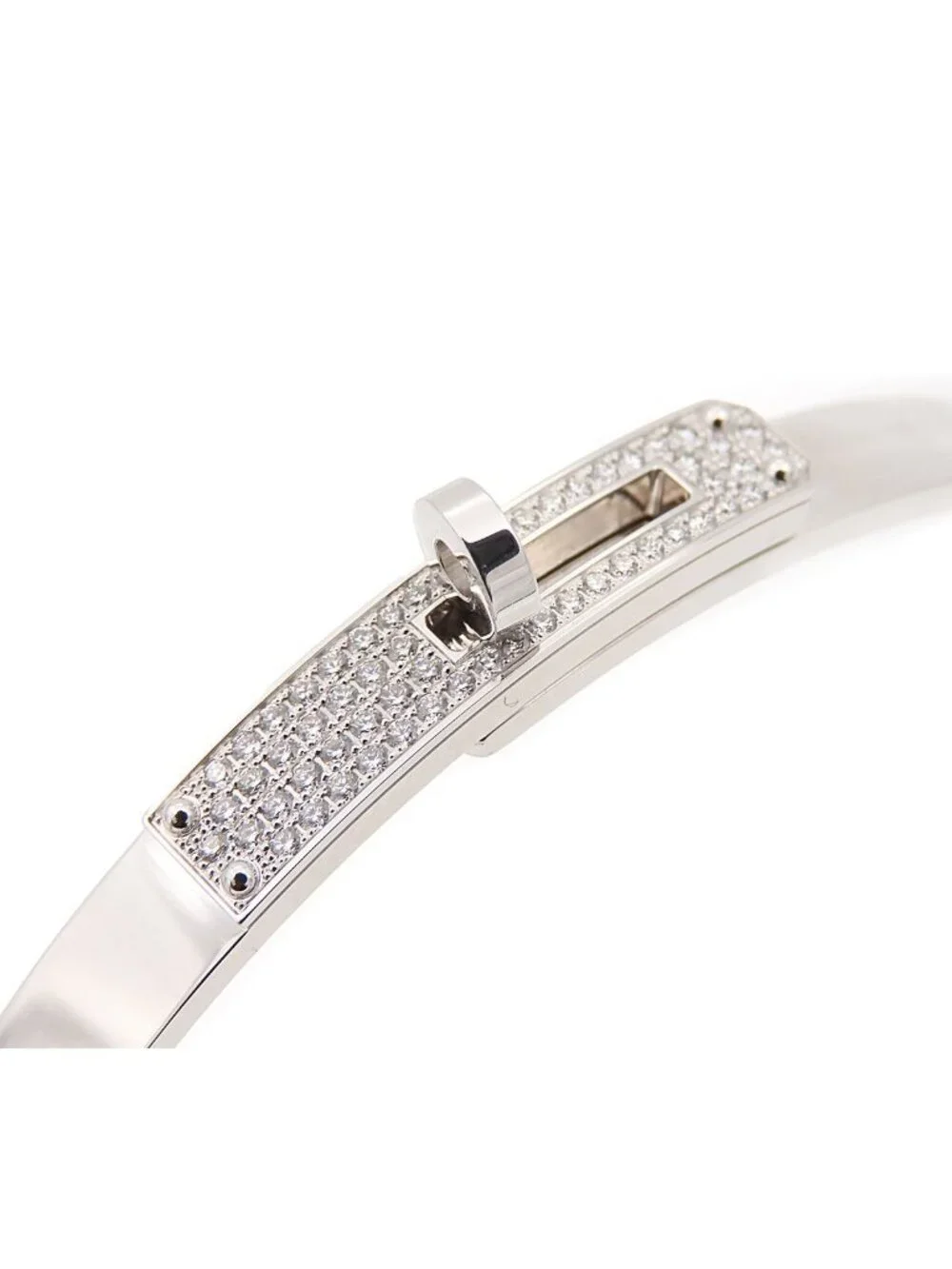 Hermes Kelly PM White Gold 18K Diamond Bracelet Bangle